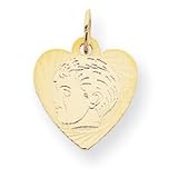 14k Boy Head on .013 Gauge Engraveable Heart Disc Charm