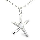 Sterling Silver Starfish Pendant Necklace, on 16 Inch Snake Chain