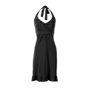 Flirty Halter Maternity and Nursing Top Dress - Black