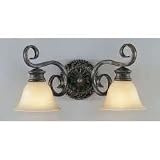 Murray Feiss VS7002-PBR Two-Light Garden Gate Vanity Strip, Peruvian Bronze with Excavation Glass Shades