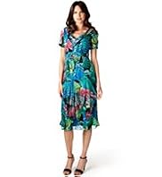 Per Una Abstract Print Crinkle Midi Dress