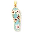 14k Enameled Flowers on Aqua Flip Flop Pendant