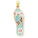 14k Enameled Flowers on Aqua Flip Flop Pendant - Measures 29.2x8.8mm - JewelryWeb