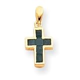 14k Small Emerald Cross Pendant
