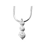 65159 14Kw Gold Cz Three Stone Pendant Slide On 18 Diamond Cut Snake Chn