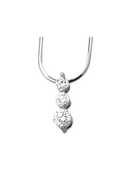 14K White Gold Cubic Zirconia Three Stone Pendant Slide On 18" Diamond Cut Snake Chain Cubic Zirconia Three Stone Pendant Slide On 18" Diamond Cut Snake Chain