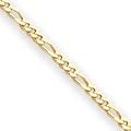 14k 1.75mm Concave Figaro Link Chain Anklet - 10 Inch - Lobster Claw
