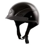Harley Davidson Men's Black Titanium Chrome Half Helmet. Fiberglass shell with D-ring chin strap... at Harley Davidson
