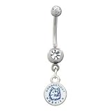 Connecticut Huskies 316L Stainless Steel Belly Ring with Cubic Zirconia - 14G - 5/8 Inch Bar Length - Sold Individually
