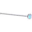 Solid 14KT White Gold 2mm Light Blue Synthetic Opal Straight Fishtail 3/4 - 20 Gauge