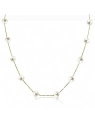 14K Yellow Gold 7-7.5mm Freshwater Pearl Station 17" Necklace