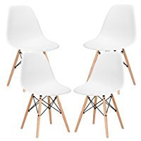 Mid Century Modern Eames Style Chairs 4 Pack (White)