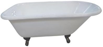 Petite 4.5 ft. Cast Iron Oil Rubbed Bronze Claw Foot Roll Top Tub with 3-3/8 in. Centers in White