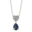 Sterling Silver Genuine Sapphire and Diamond Accent Heart Pendant