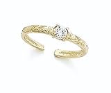 14K Pattern Band w/CZ toe ring - GH23928