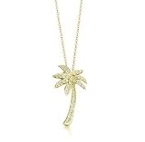 18k Gold over Silver Designer-Inspired CZ Palm Tree Pendant