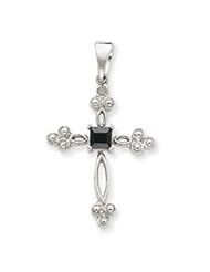 Sterling Silver Black CZ Diamond Accent Cross Pendant