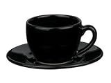 Waechtersbach Solid Black Espresso Cups and Saucers Set of 6