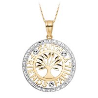 Faith, Family, Friends Fashion Pendant in 14K Yellow Gold