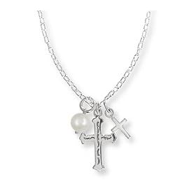 Boma Cross & Pearl Charm Necklace