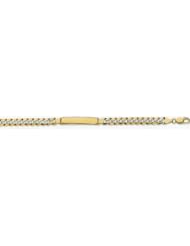 7mm 14k White Pave Curb ID Bracelet 8"