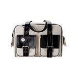 Jill.e Weatherproof Medium Bone Leather Camera Bag with Black Leather Trim, Velcro Divider Interior.