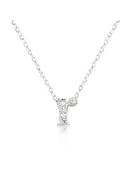 Alexander James White Gold Rhodium Plated Micro Pave Cubic Zirconia R Initial Pendant with Lobster Clasp set in Silvertone All pendants come with 16 Inch chain.