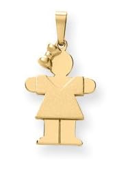 Genuine IceCarats Designer Jewelry Gift 14K Solid Engravable Girl W/ Bow On Left Charm