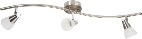 Reality Leuchten R8831-07 Halogen-Deckenspot, inkl. 3x G9, mit Drehgelenken, in nickel matt, Glas in wei&szlig;