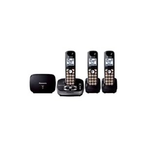 Panasonic KX-TG4053B DECT 6.0 PLUS Expandable Digital Cordless Phone with Answering System & Range Extender, Black, 3 Handsets