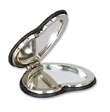 Personalised Silver and Leather Heart Handbag Compact Mirror Engraved