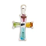 Purple/Blue/Yellow/Green CZ Cross Pendant