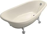 Kohler Birthday 6 Foot Cast Iron Clawfoot Soaking Tub with Reversible Drain Almond - K-100-47