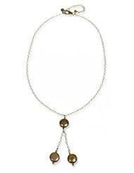 Candice C - Handmade Necklace - Triple Brown Flat-pearl, Gold Plated Chain