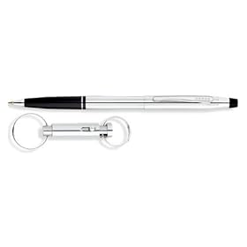 Cross Pens Classic Century 3575 Lustrous Chrome Rollerball w  Key Ring Gift Set