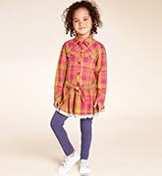 2 Piece Cotton Rich Checked Dress Leggings Outfit