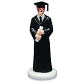 Boy Graduation Cake Topper Figure - Black Robe