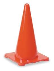 Industrial Grade 1YBW5 Safety Cone, Red, 18 In, Poly, 1.5 Lbs