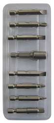 Westward 1VXP9 Screwdriver Bit Set, 1/4 Hex Dr, 8 Pc