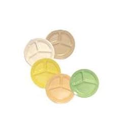Food Service Round Compartment Lunch Plate, 11" 3-Compartment Plate, Tan, Supermel