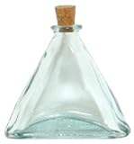 Spanish Recycled Glass Triangle Bottle with Cork 4"H 4oz Set / 4