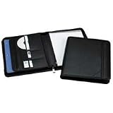 Professional Zippered Pad Holder, Pockets/Slots, Writing Pad, Black