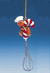 Gingerbread Kisses Boy Holding Whisk Kitchen Utensil Christmas Ornament 5"