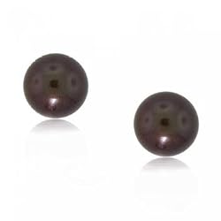 Chocolate Dyed Akoya Pearl Stud Earrings in Solid 14K Gold