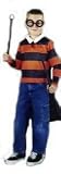 Wizard set includes "Crimson & Yellow/Gold Striped Shirt" (not orange as shown), Attached Cape & Glasses.