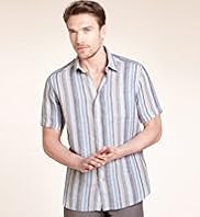 2 Longer Blue Harbour Pure Linen Neutral Striped Shirt