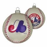 Montreal Expos 3" Glass Baseball Holiday Tree Ornament - MLB Baseball
