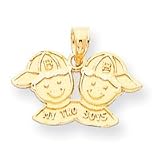 14k Solid Satin My Two Boys Charm - Measures 15x22mm - JewelryWeb