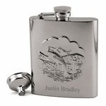Stainless Steel Chrome Finish Fish Fishing Flask -8oz