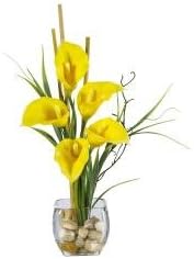 Silk Calla Lilly Liquid Illusion Flower Arrangement - Yellow